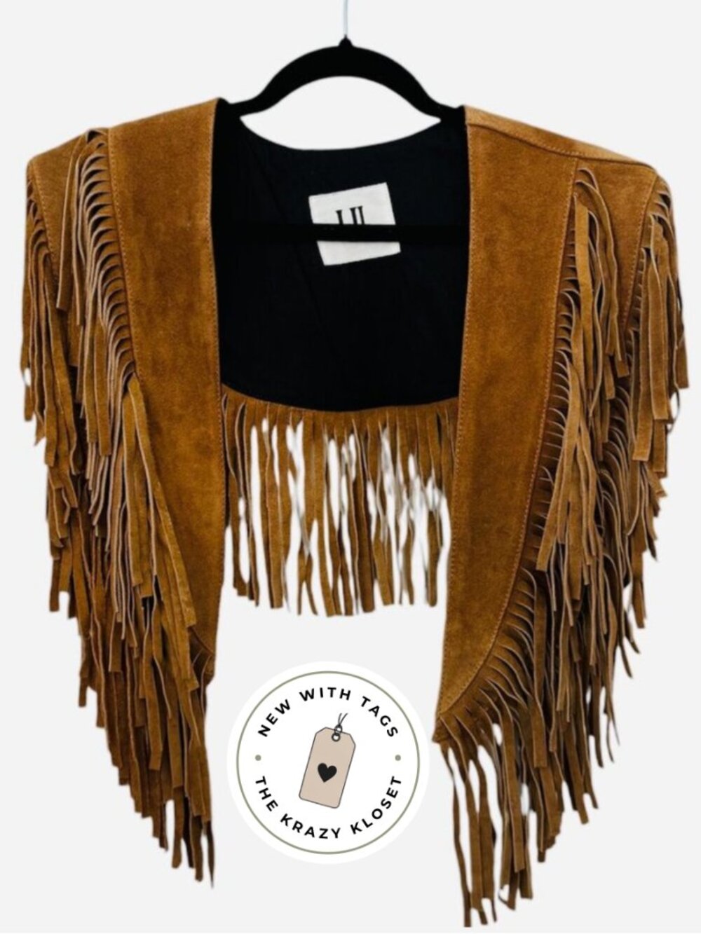 Free People Western Fringe Leather Shawl NWT OS | Tan Suede Fringe Wrap Boho